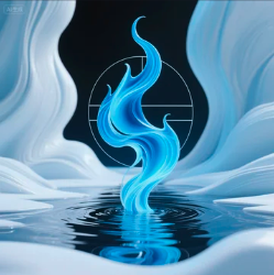An artistic representation of the Water element in Feng Shui, symbolizing wisdom, flow, and adaptability.