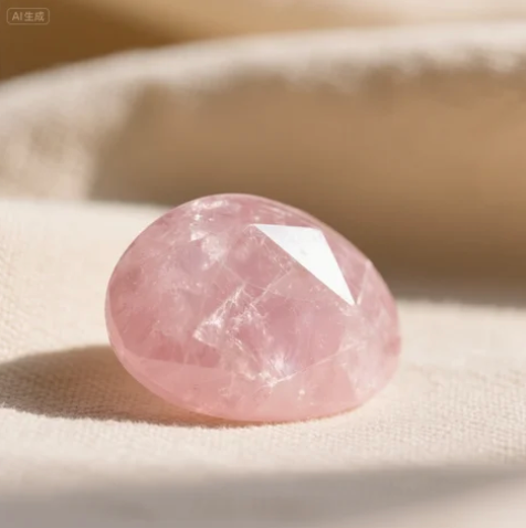 Morganite bracelet glowing softly in sunlight on a wooden surface