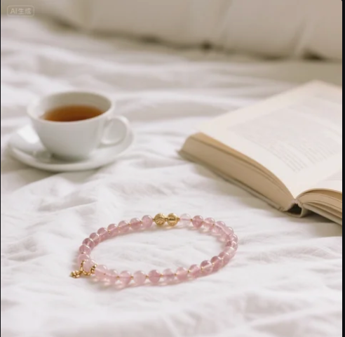 Heart-shaped pink gemstone resting on moss, evoking love and healing